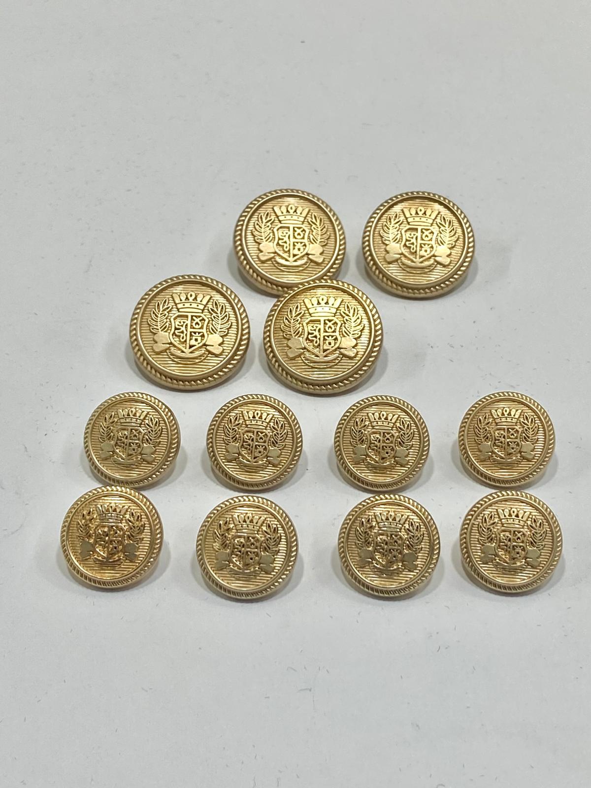 Blazer Ceket Düğmesi Takımı / 4+8 set / Mat Gold /