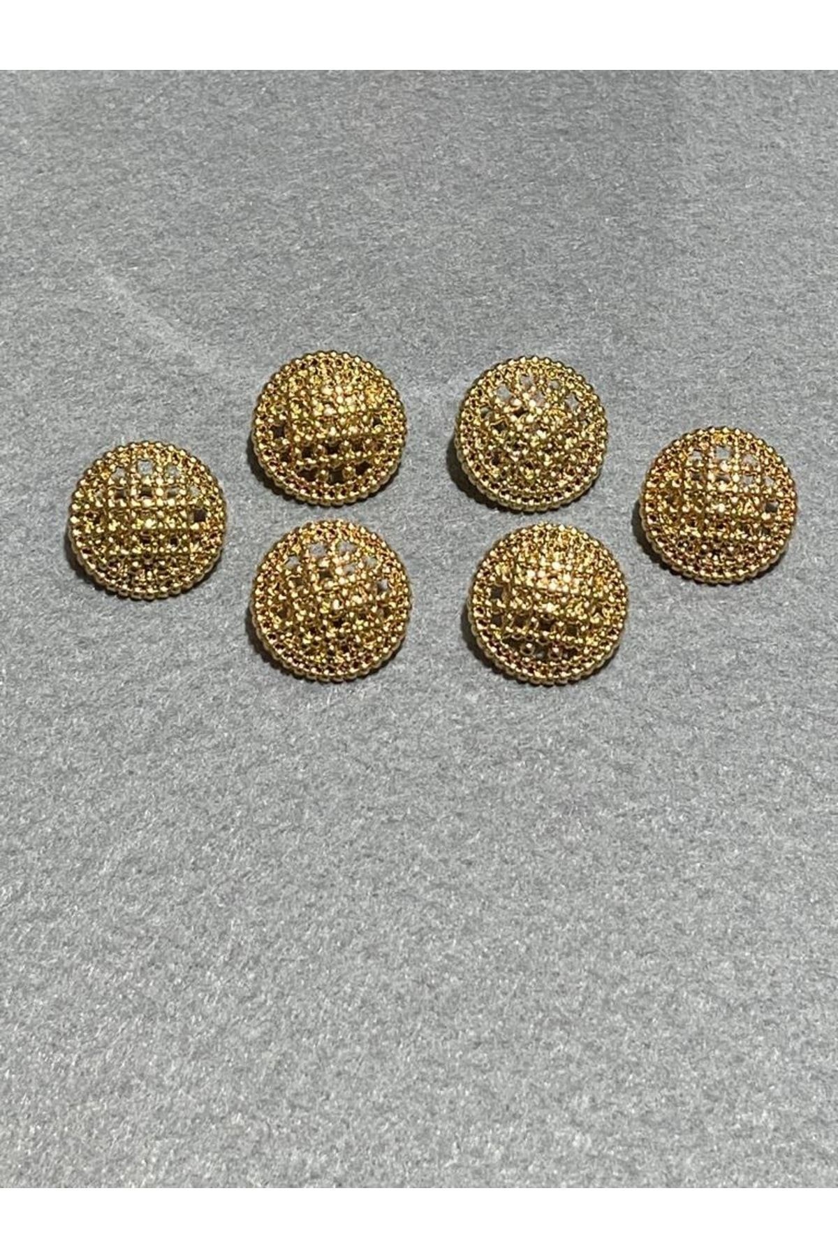Hırka Yelek Düğmesi Boyu File Model Özel Kaplama Gold 6 Lı Set