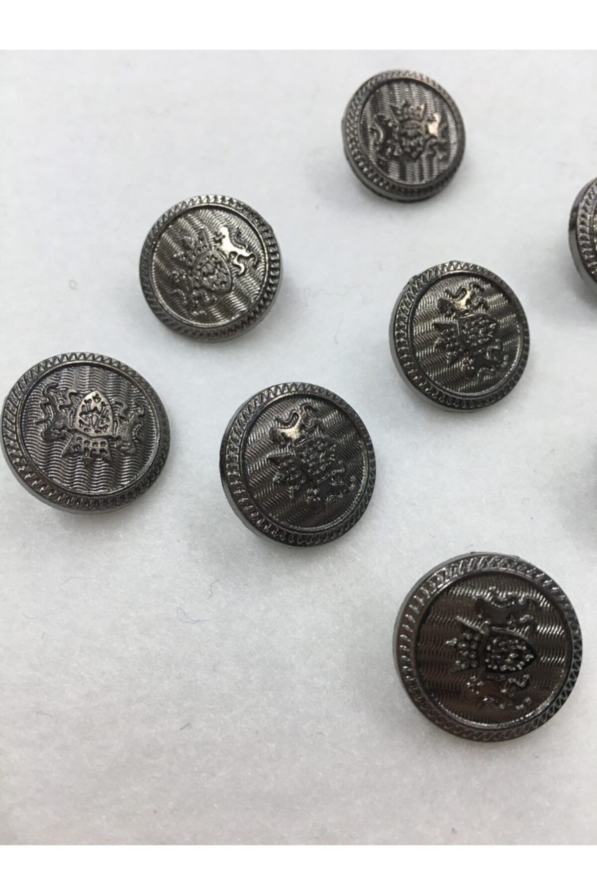 Metal Düğme Küçük Seri 8 Li Set Antrasit / Çift Aslan Modeli