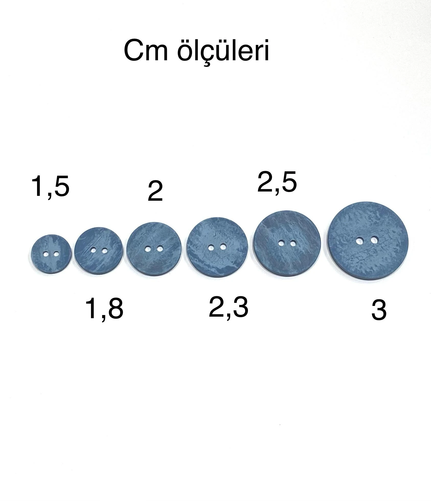 Ahşap Görünümlü Plastik Düğme / 6 lı set Mavi / 02749/