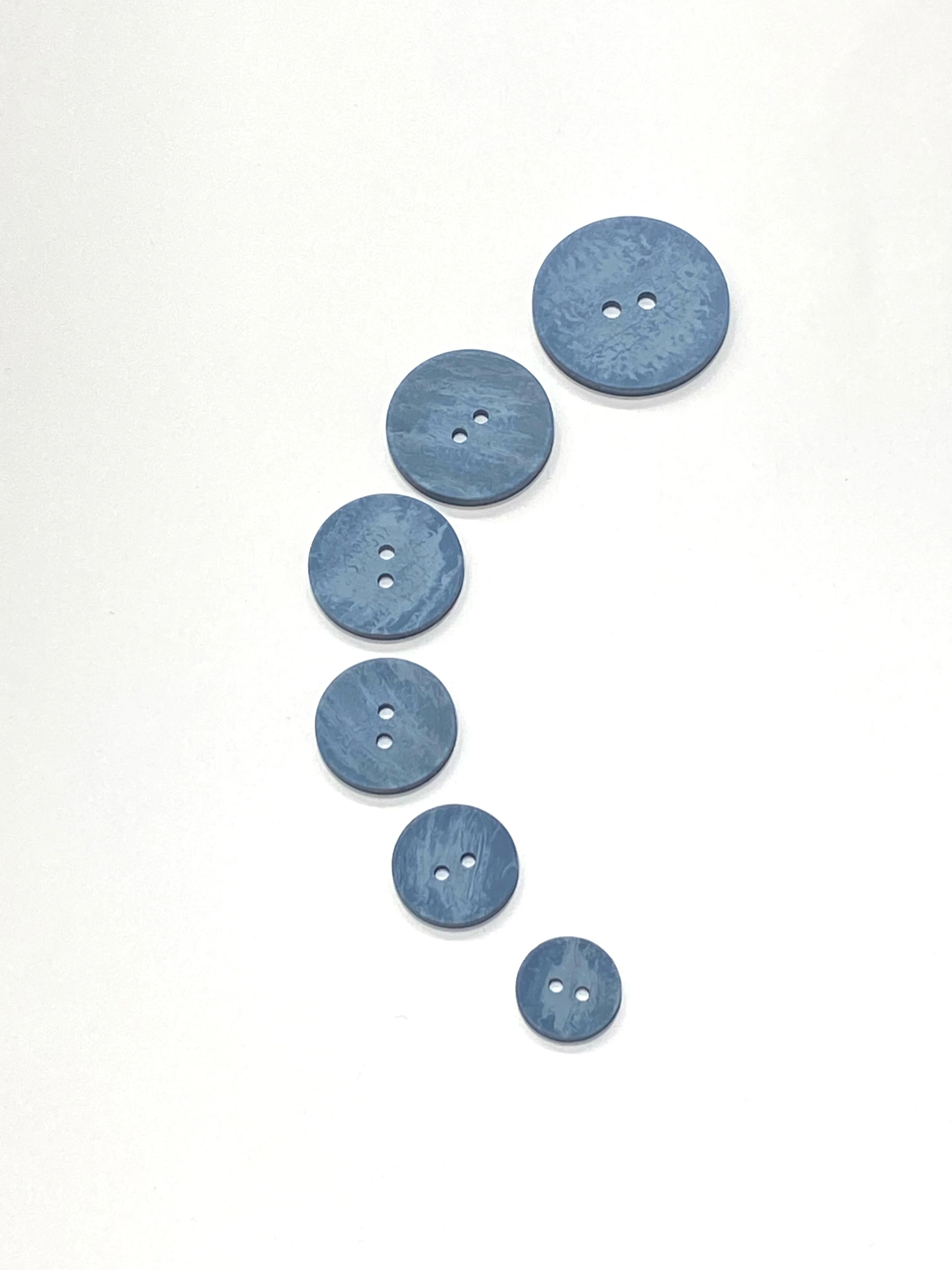 Ahşap Görünümlü Plastik Düğme / 6 lı set Mavi / 02749/