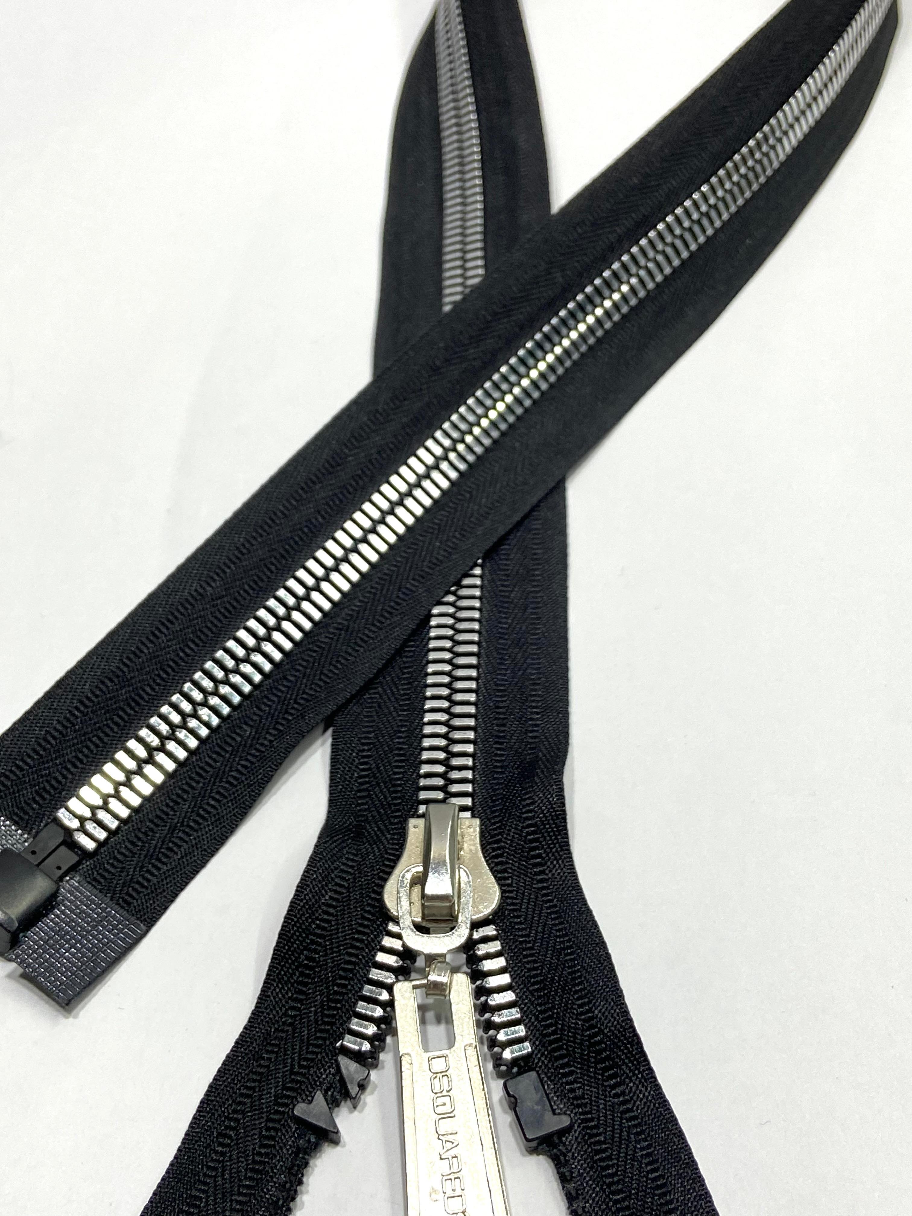 Kaban Mont Fermuarı / Metalik Görünüm / Siyah / 75 cm