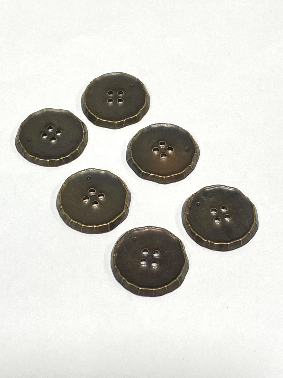 İtalyan Kaban Hırka Düğmesi / 6 lı set / 2,5 cm / Oksit Vintage / m03255