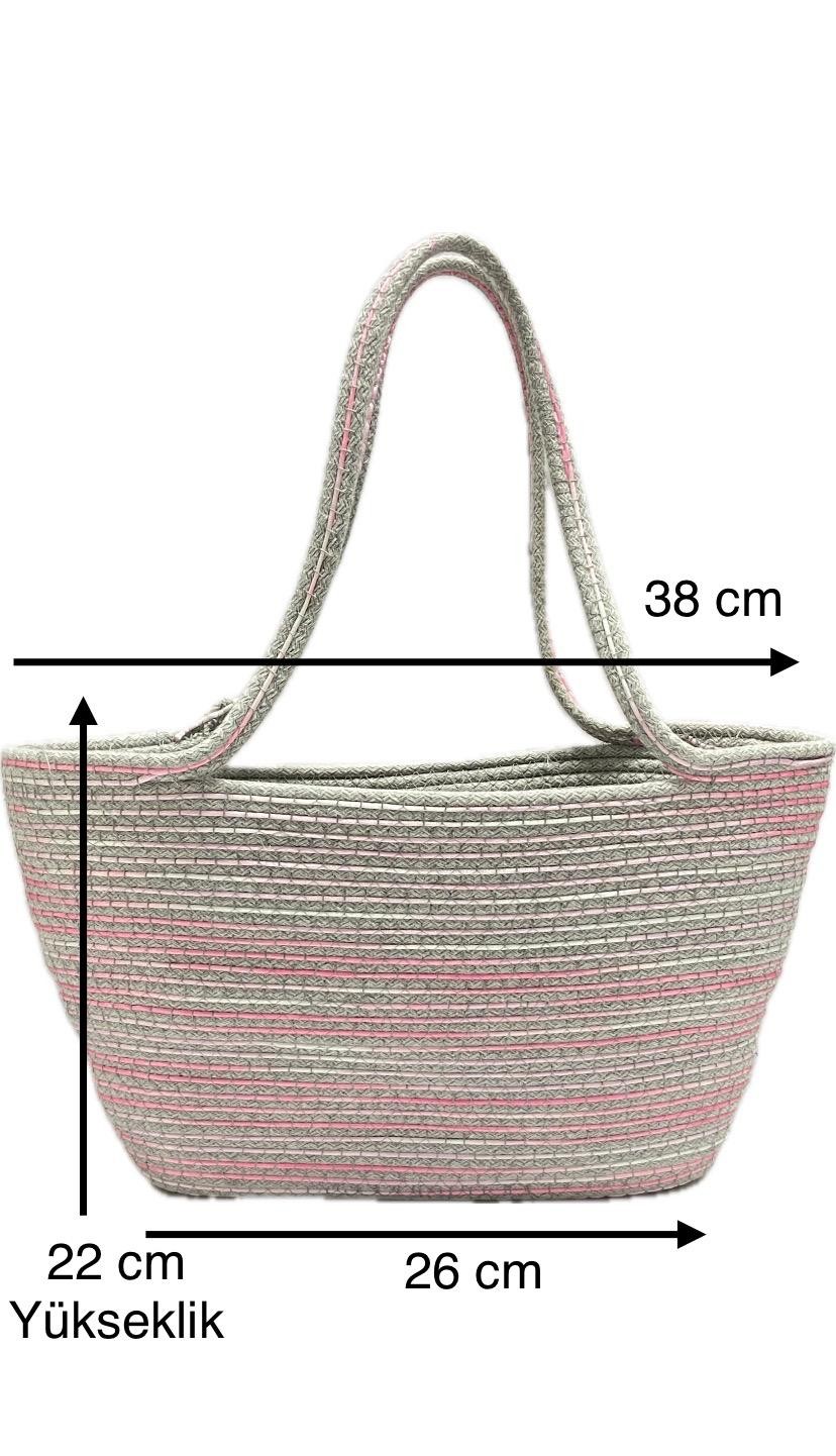 Omuz Çantası / Jüt Çanta / Otantik Çanta /Plaj çantası / Gri