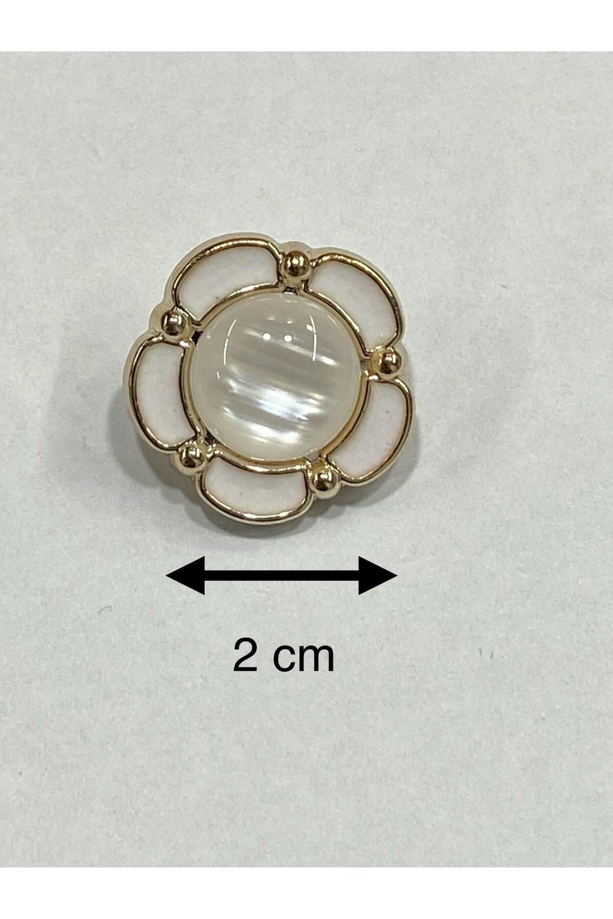 Papatya Düğme/ Papatya Sedefli Model / Beyaz / 6 lı set / 2 cm