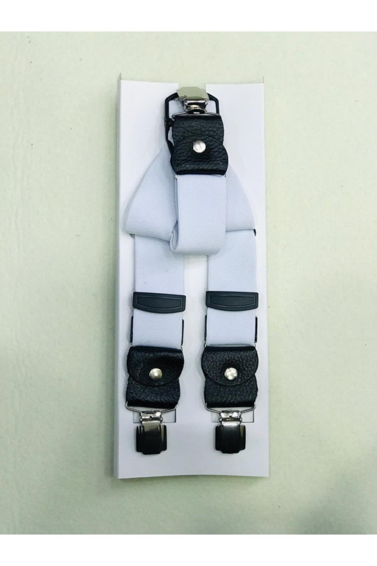Unisex Beyaz Deri Detay Pantolon Askısı