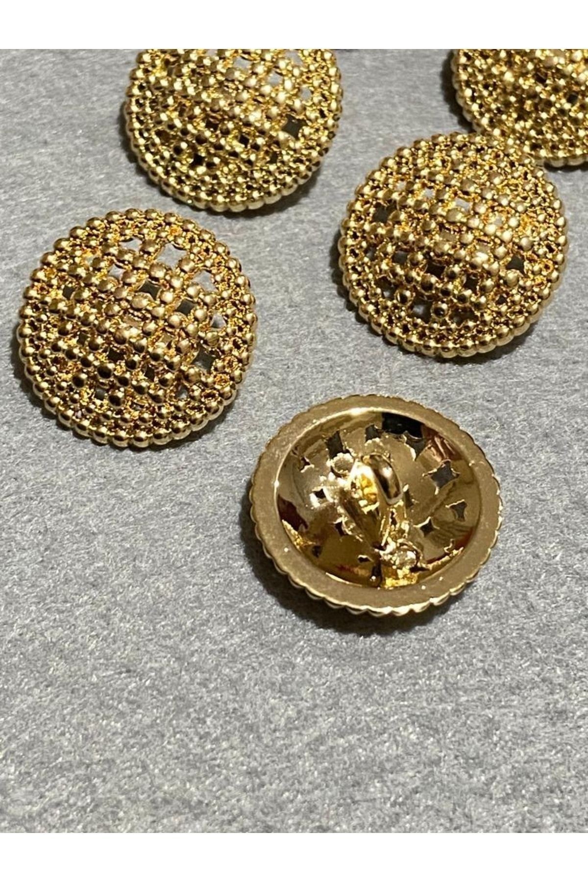 Hırka Yelek Düğmesi Boyu File Model Özel Kaplama Gold 6 Lı Set