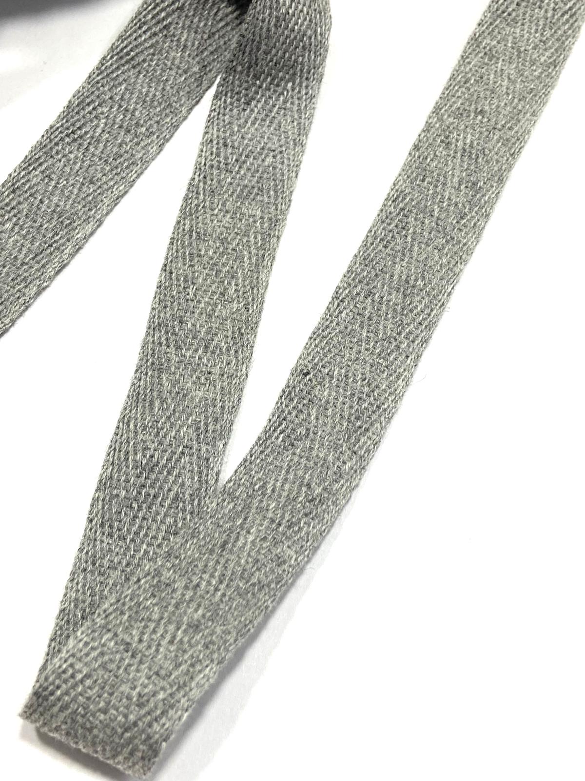 Balık Sırtı Pamuklu Şerit / 2 cm (20 mm) / 5 metre / Gri