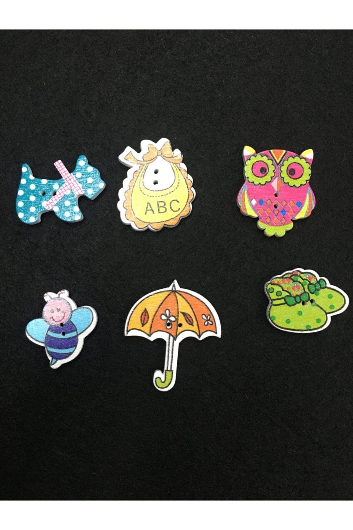 Bebek Düğmesi Karografi Süsleme Düğme 6 Lı Set