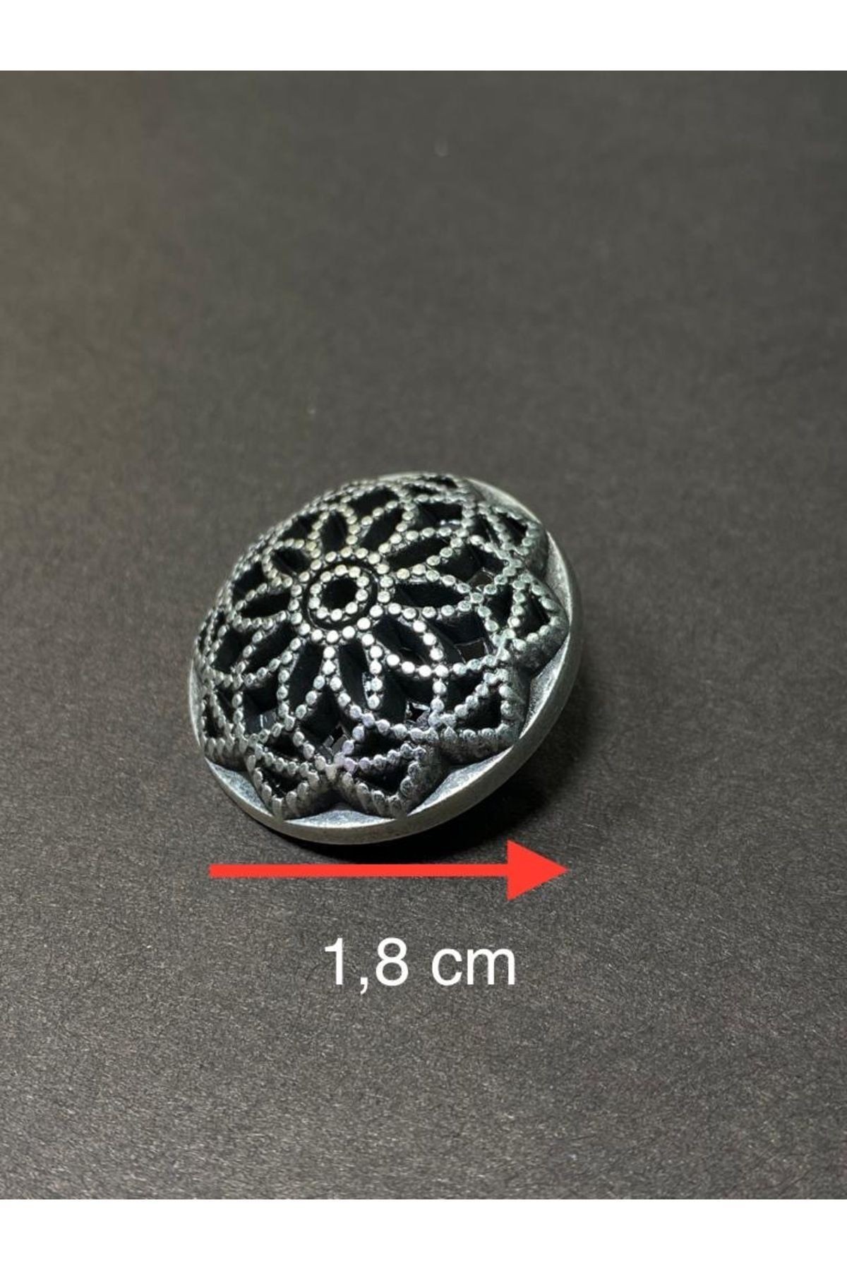 Hırka Yelek Düğmesi / Metal Düğme / Eskitme Gümüş / 1,8 Cm / 6 Lı Set/mde