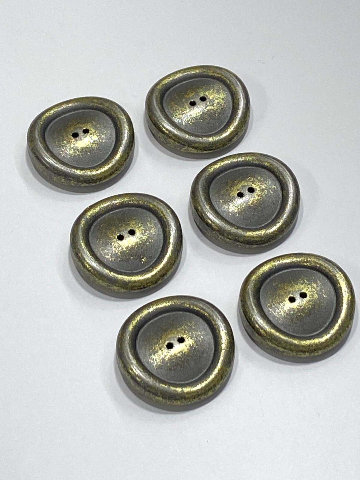 İtalyan Trençkot Kaban Düğmesi / Oksit Gold / 3 cm / 6 lı set