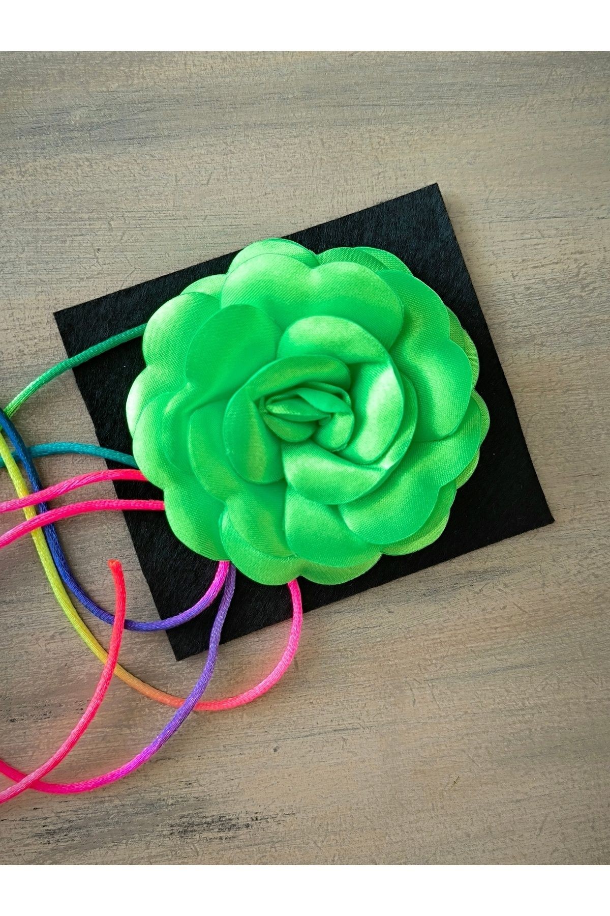 Kolye/choker Kolye/bağcıklı Saten Gül Kolye (SOMON PEMBE)