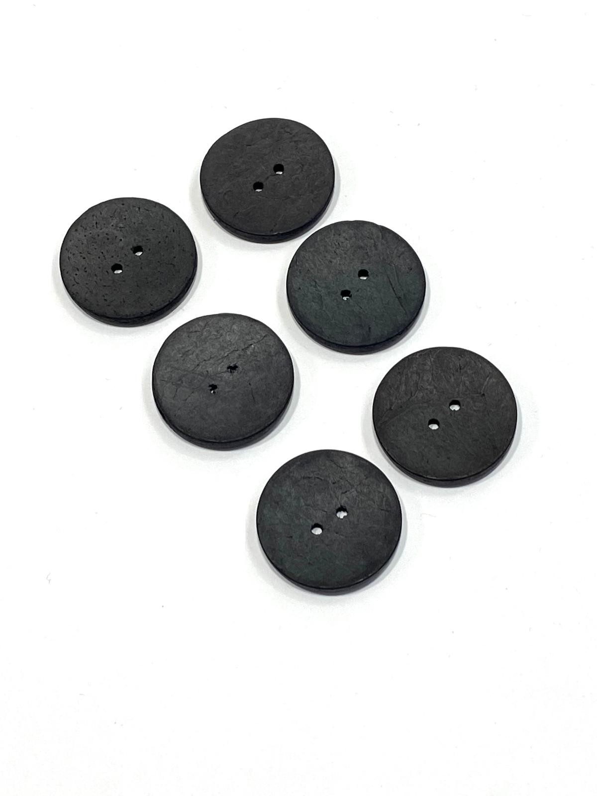 Kokonat Düğme / Özel Boyama / Siyah Renk / 6'lı set / 2,7 Cm