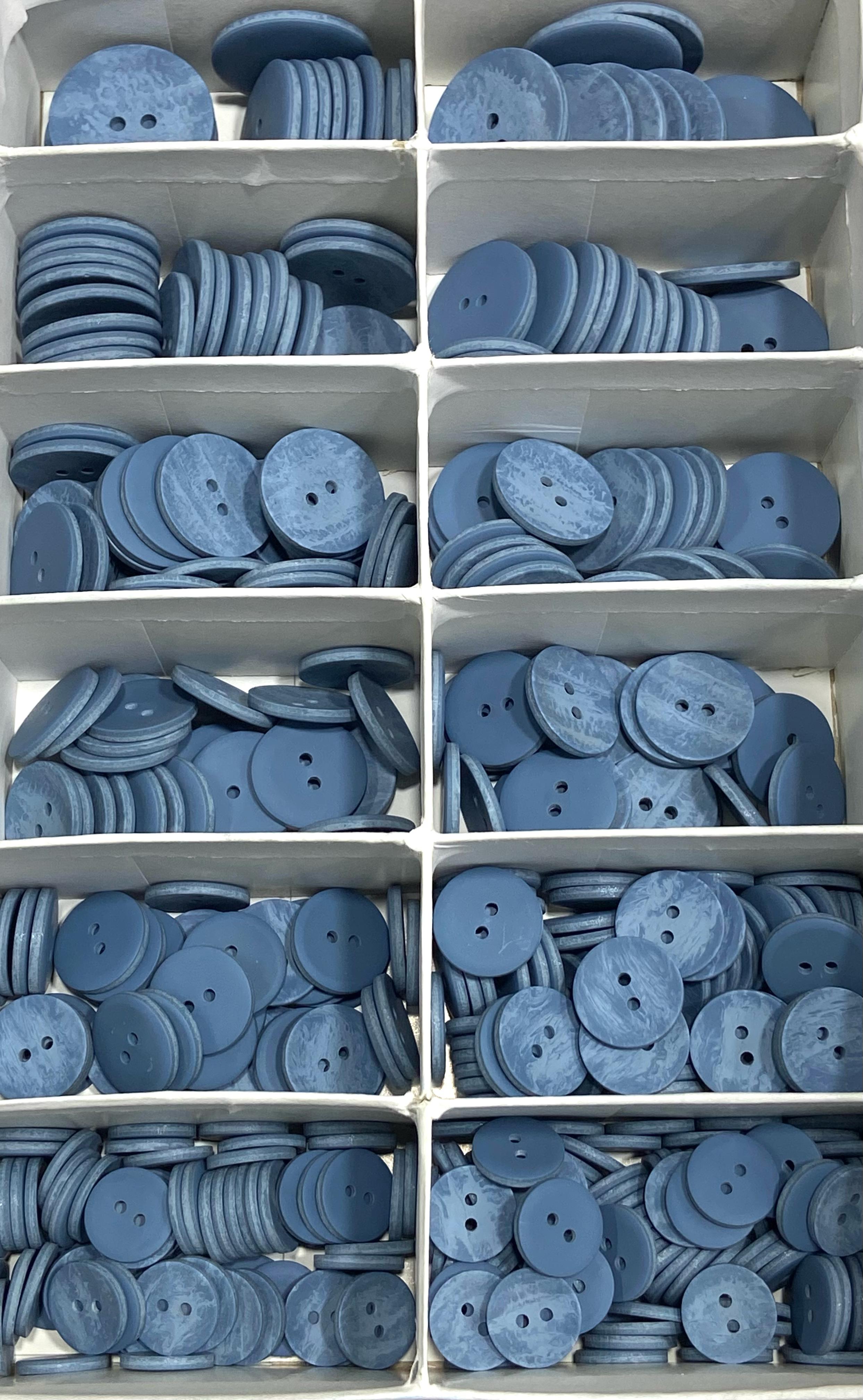 Ahşap Görünümlü Plastik Düğme / 6 lı set Mavi / 02749/