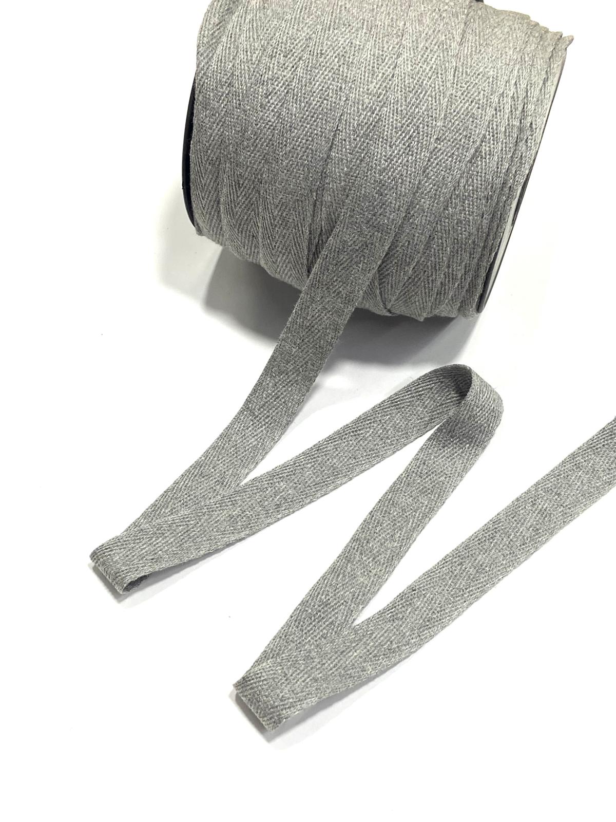 Balık Sırtı Pamuklu Şerit / 2 cm (20 mm) / 5 metre / Gri