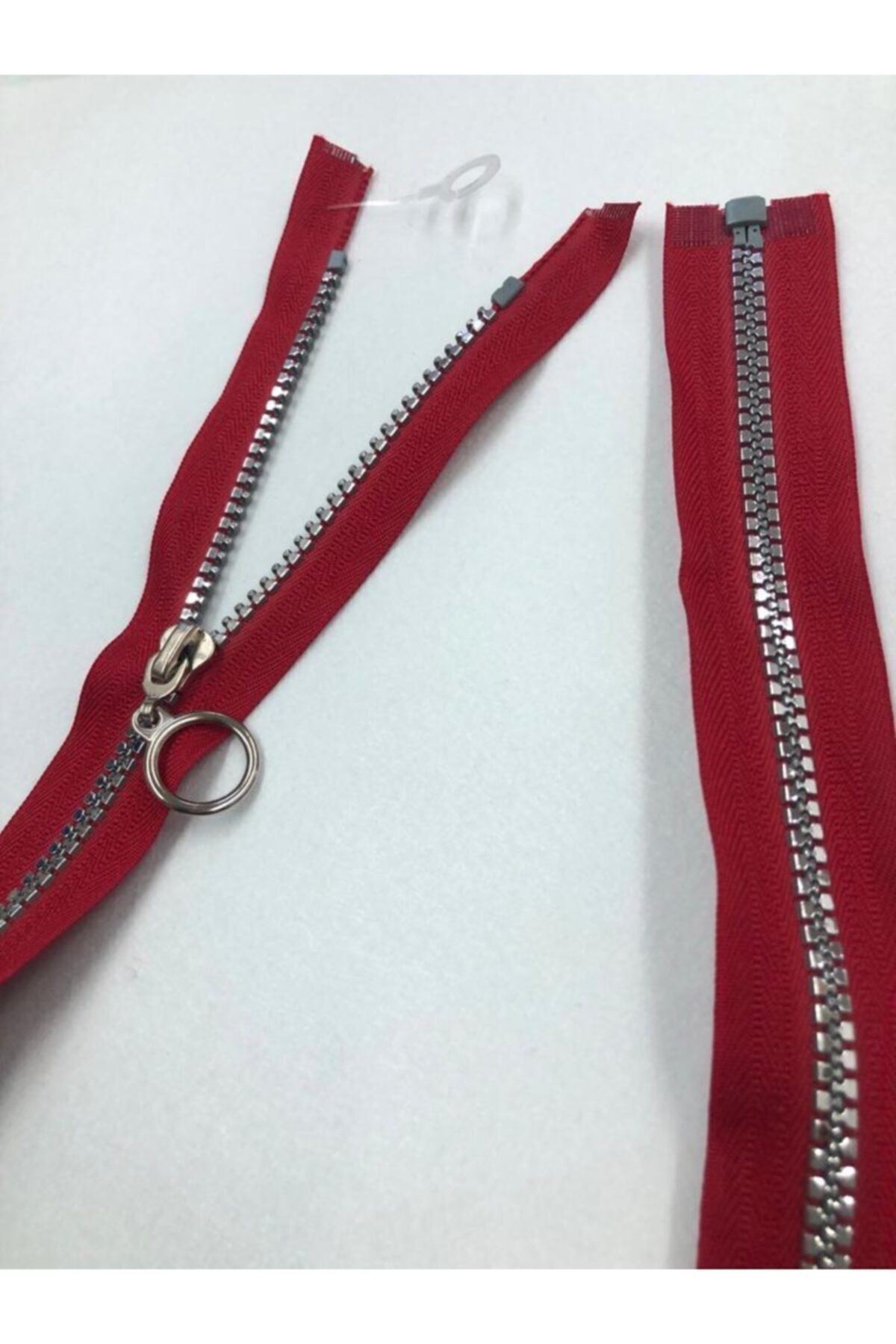 Fermuar 80 Cm Metalik Görünümlü Plastik Diş Kırmızı