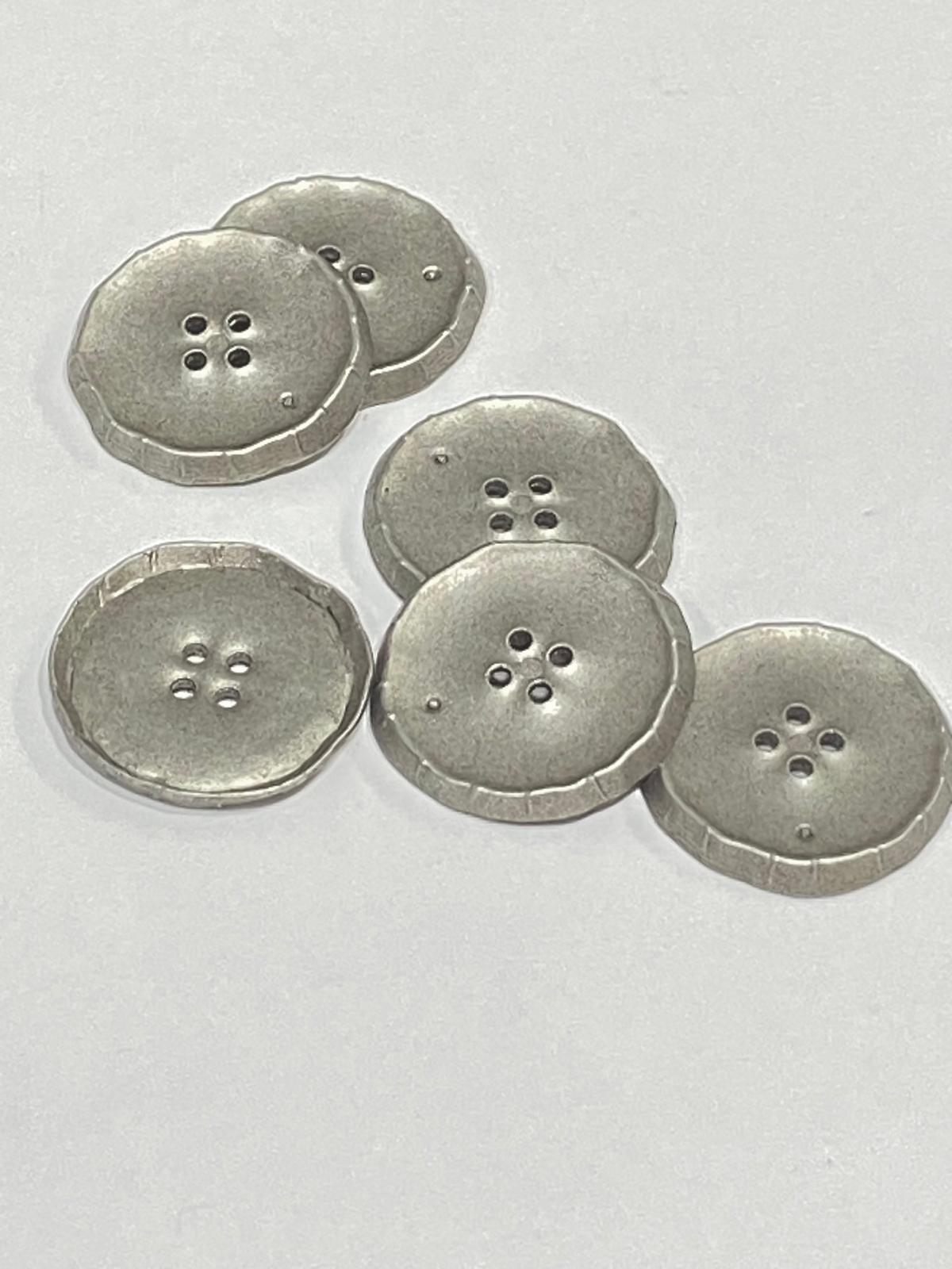 İtalyan Kaban Hırka Düğmesi / 6 lı set / 2,5 cm / Gümüş Vintage / m03256