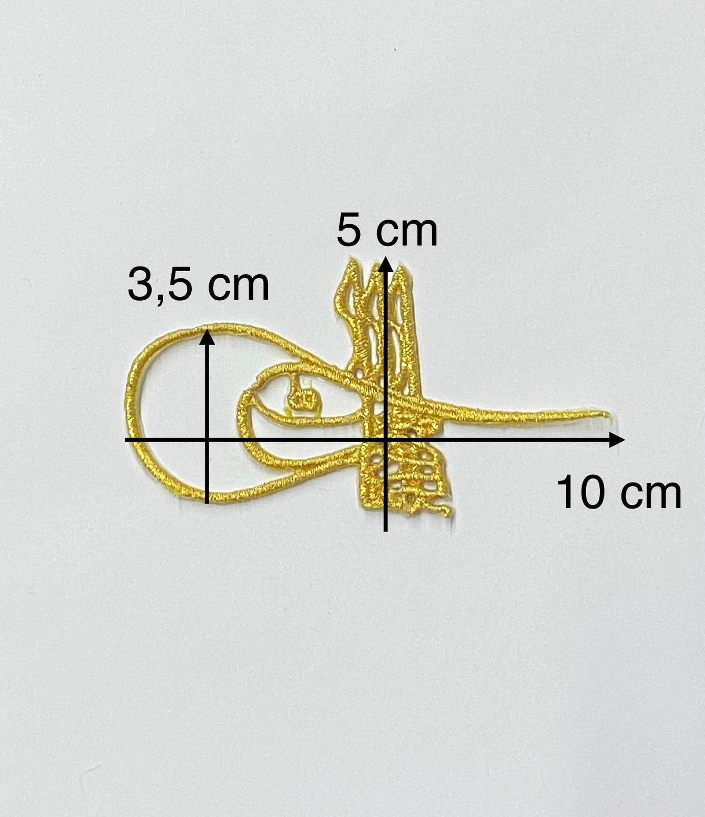 Simli Ütüyle Yapışan Tuğra Nakış Aplikesi / Orta Boy / Sim Aplike / Gold 10Cm