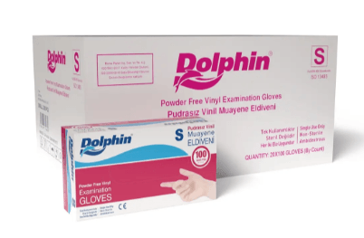 Dolphin Beyaz Vinil Eldiveni Pudrasız 100 Adet x 20 Paket - Koli