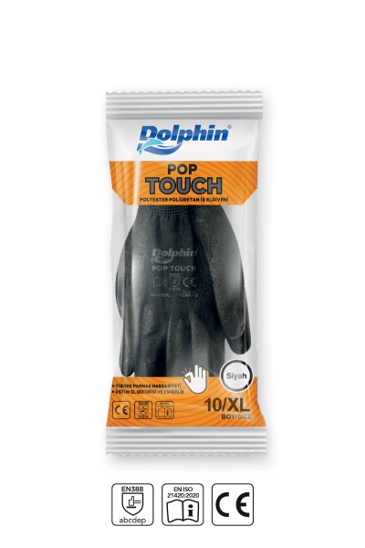 Dolphin Polyester Poliüretan İş Eldiveni Siyah POP TOUCH 10-XL 1 Çift