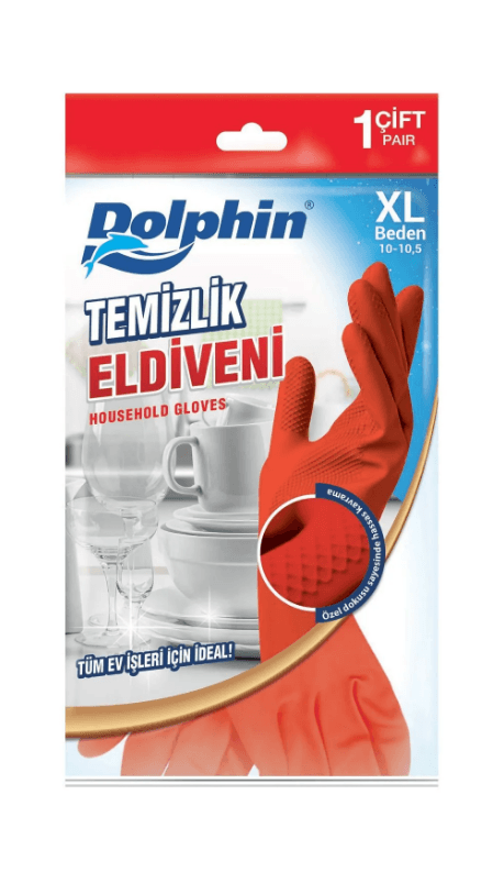 Dolphin Temizlik Eldiveni Kırmızı (XL) 1 Çift 