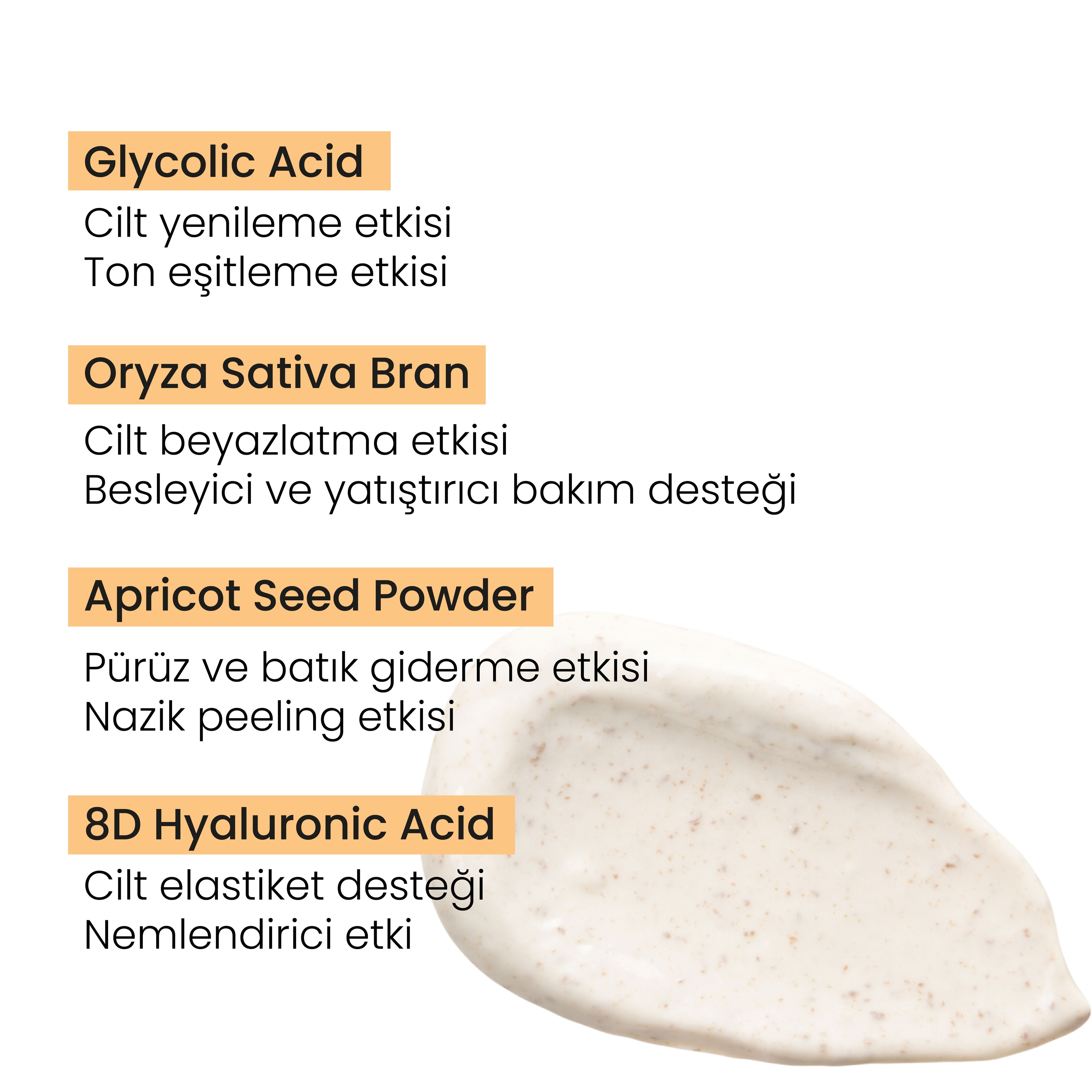 Glikolik Asit Vücut Peelingi - Pirinç Özlü Hyaluronik Asit İçeren Body Scrub 
