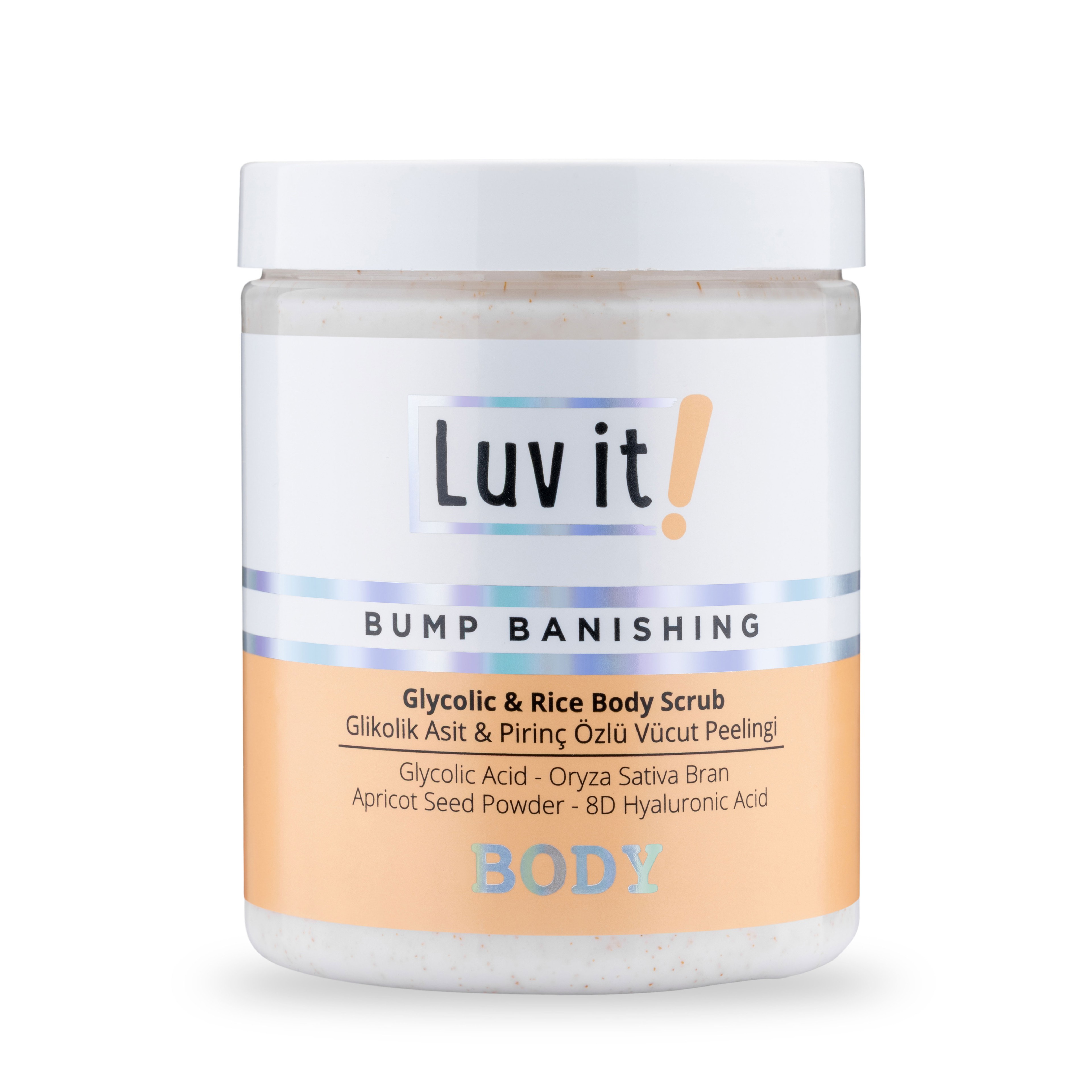 Glikolik Asit Vücut Peelingi - Pirinç Özlü Hyaluronik Asit İçeren Body Scrub 