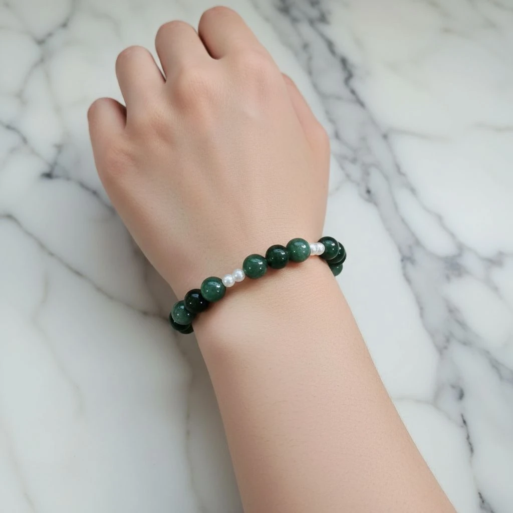Afrika yeşimi doğaltaş tasarım bileklik