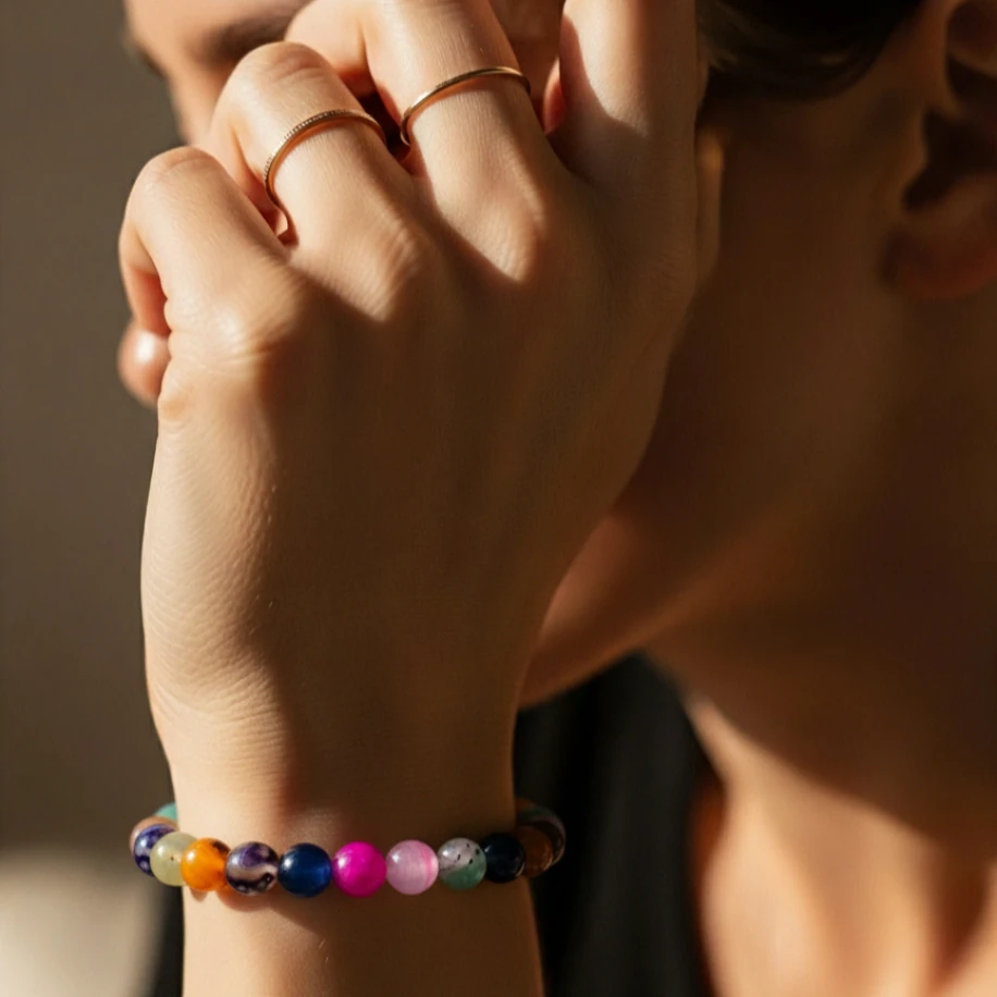 Karışık akik doğal taş bileklik