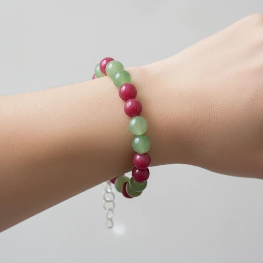 Gül kuvars ve Avanturim doğaltaş tasarım bileklik