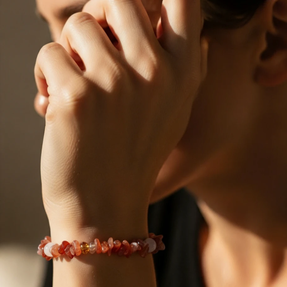 Kırık akik,Beyaz akik  ve Kehribar tasarım doğal taş bileklik