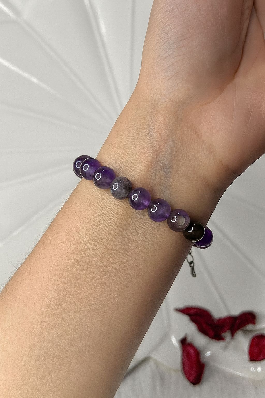 Ametist doğaltaş bileklik kancalı