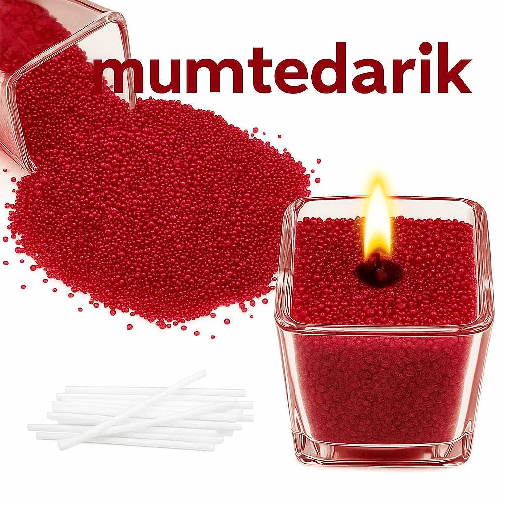 1 KG Bordo İnci Tozu Mum GÜL Kokulu 
