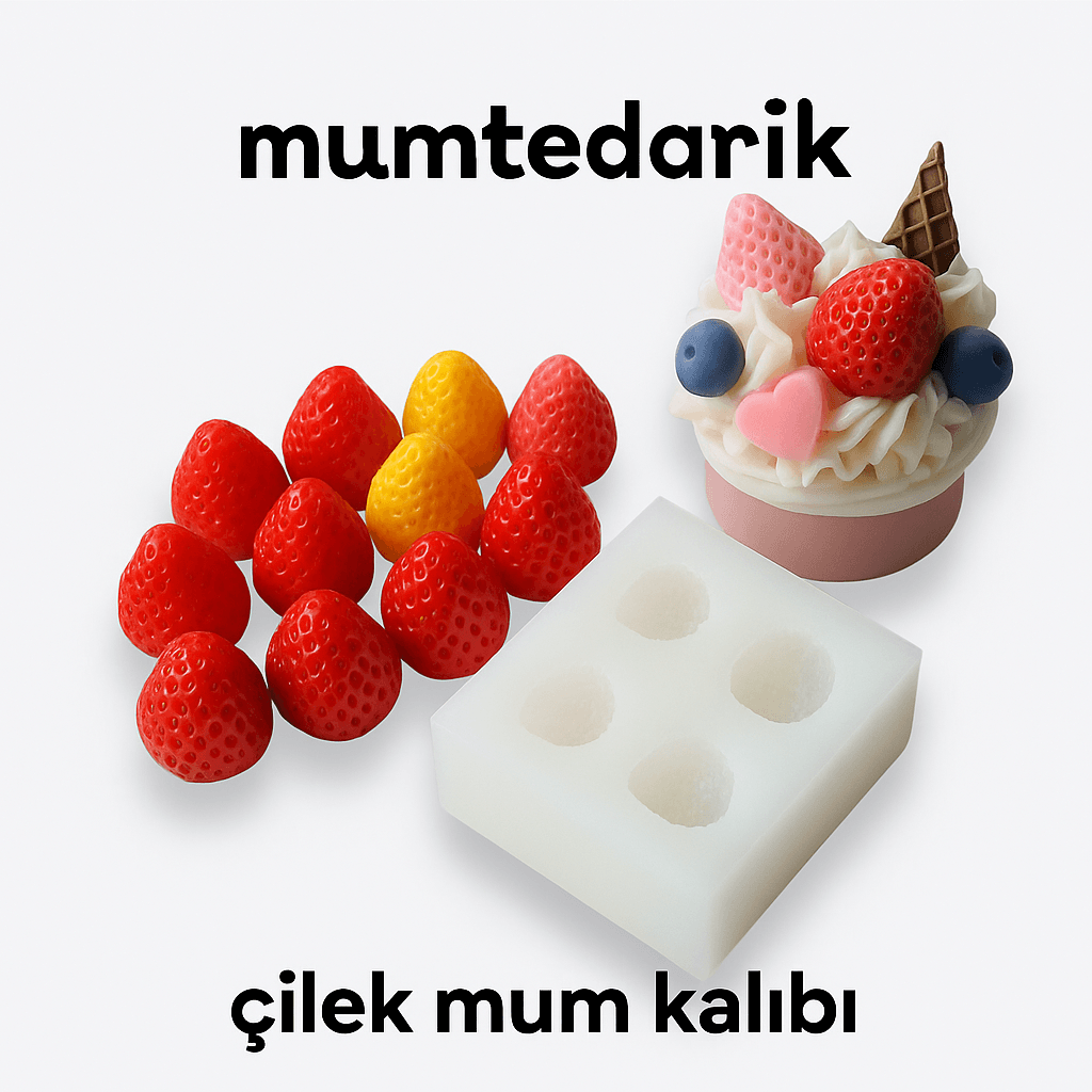 Çilek Mum Kalıbı (4'lü) MT156