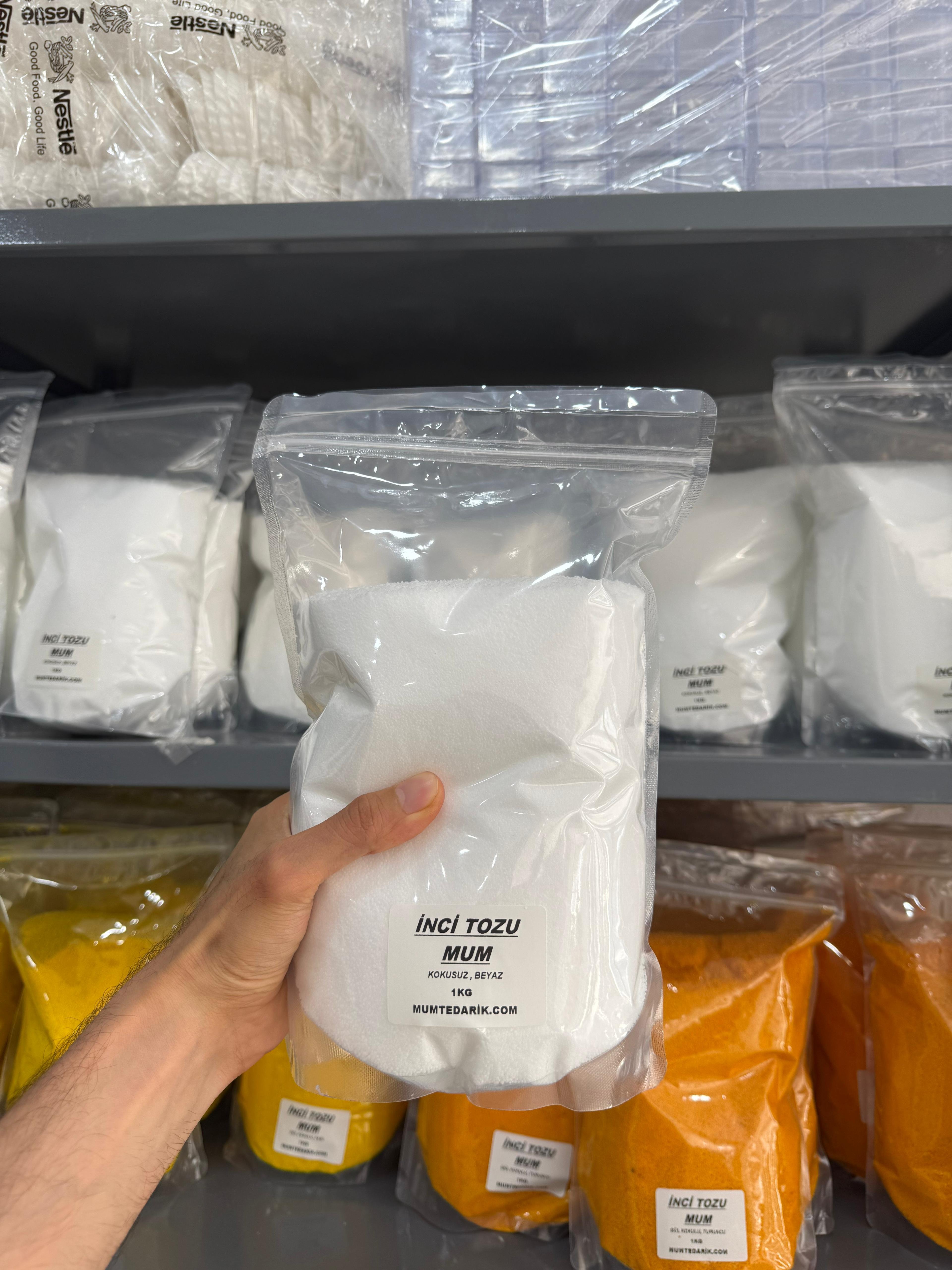 1 KG Beyaz İnci Tozu Mum Kokusuz