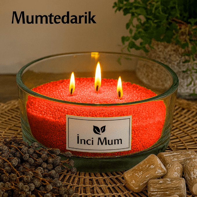 1 KG Bordo İnci Tozu Mum GÜL Kokulu 
