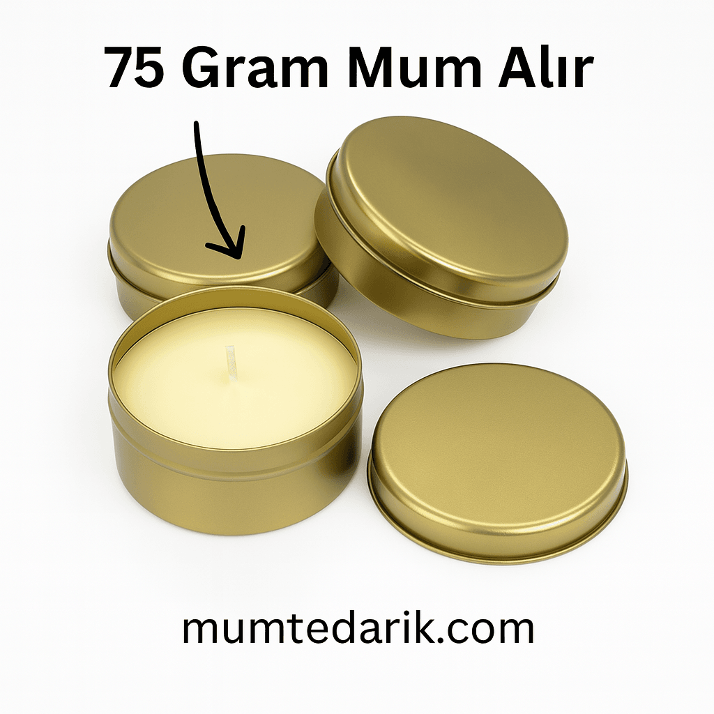 10 ADET Metal Mum Kutusu Altın Sarısı 100 CC