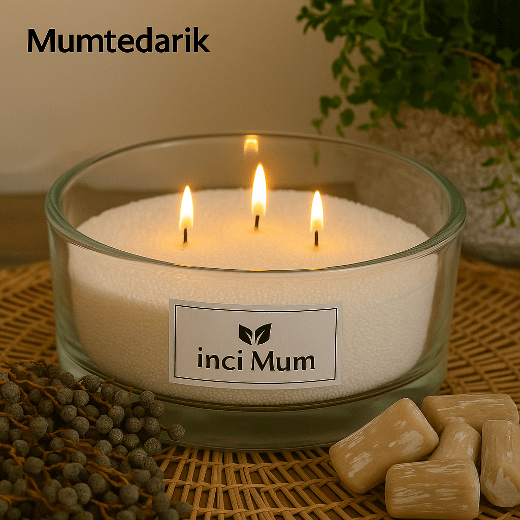 1 KG Sandal Wood + Yasemin Kokulu Beyaz İnci Tozu Mum