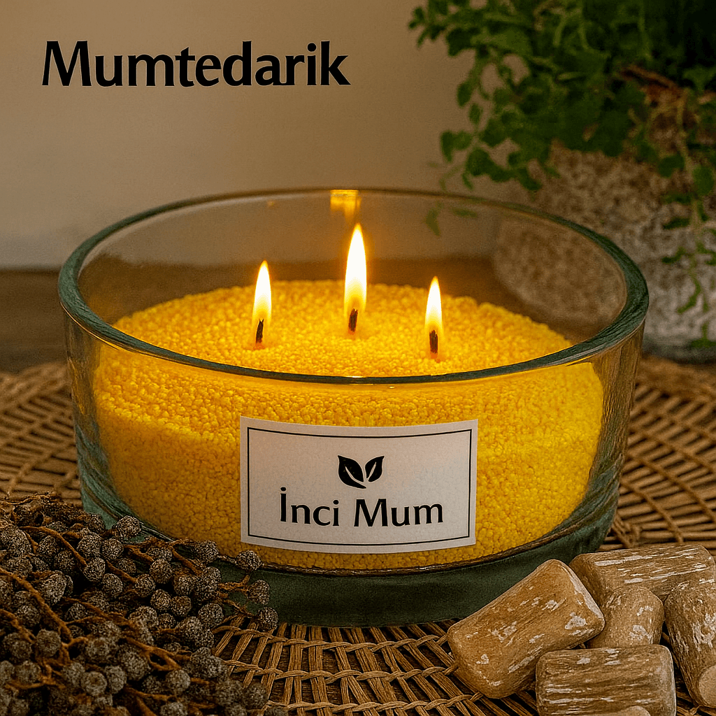 1 KG Sarı İnci Tozu Mum GÜL Kokulu 