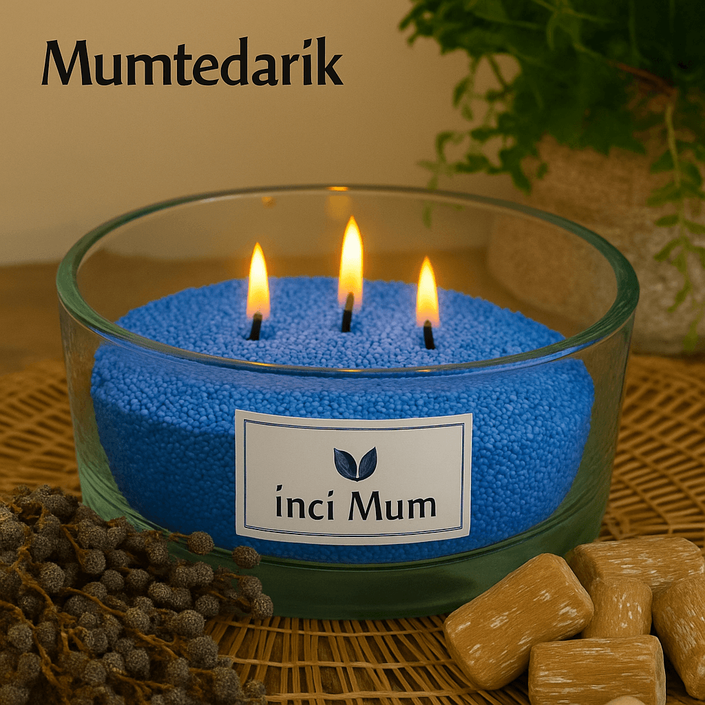 1 KG Mavi İnci Tozu Mum GÜL Kokulu 