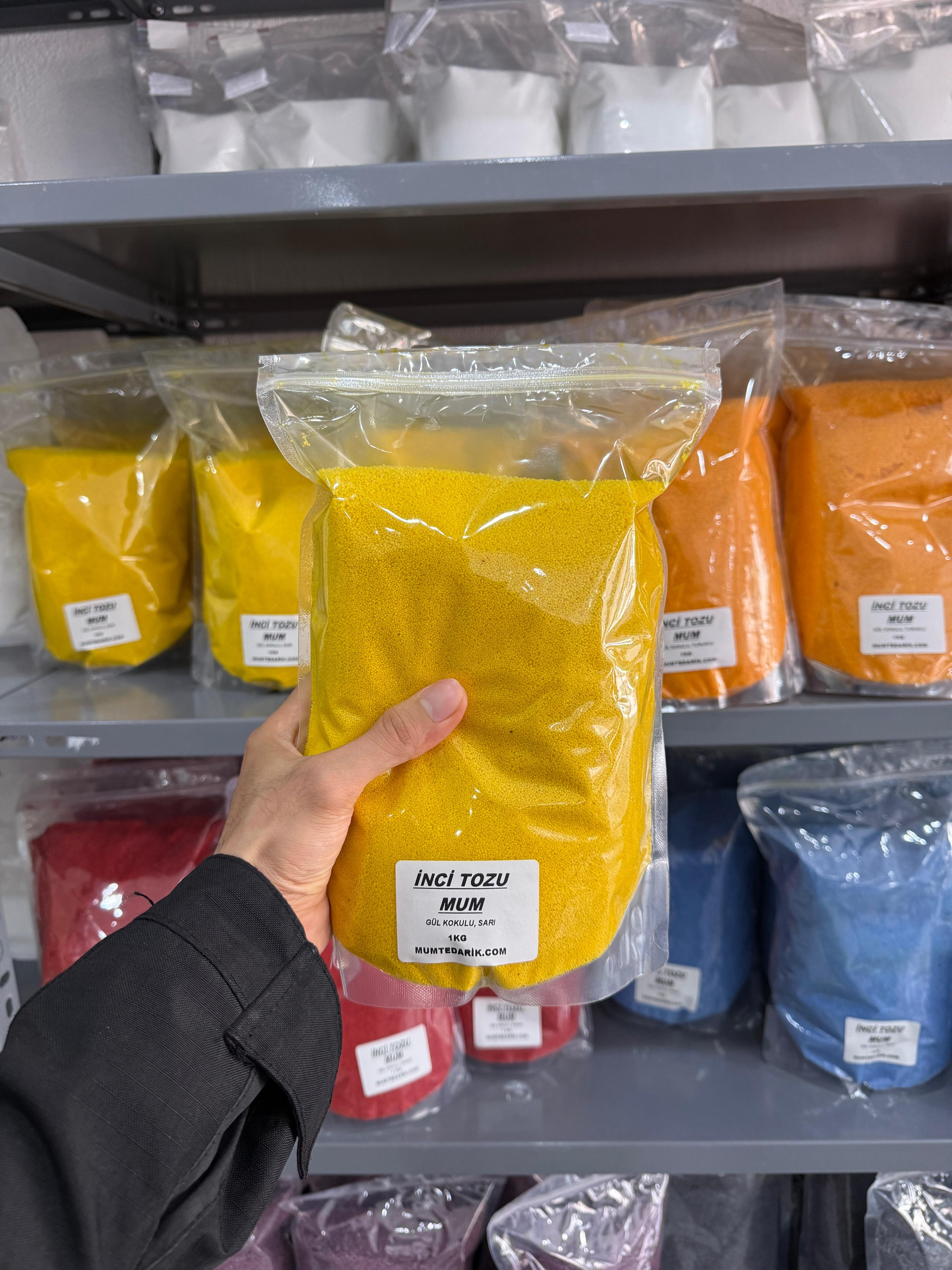 1 KG Sarı İnci Tozu Mum GÜL Kokulu 