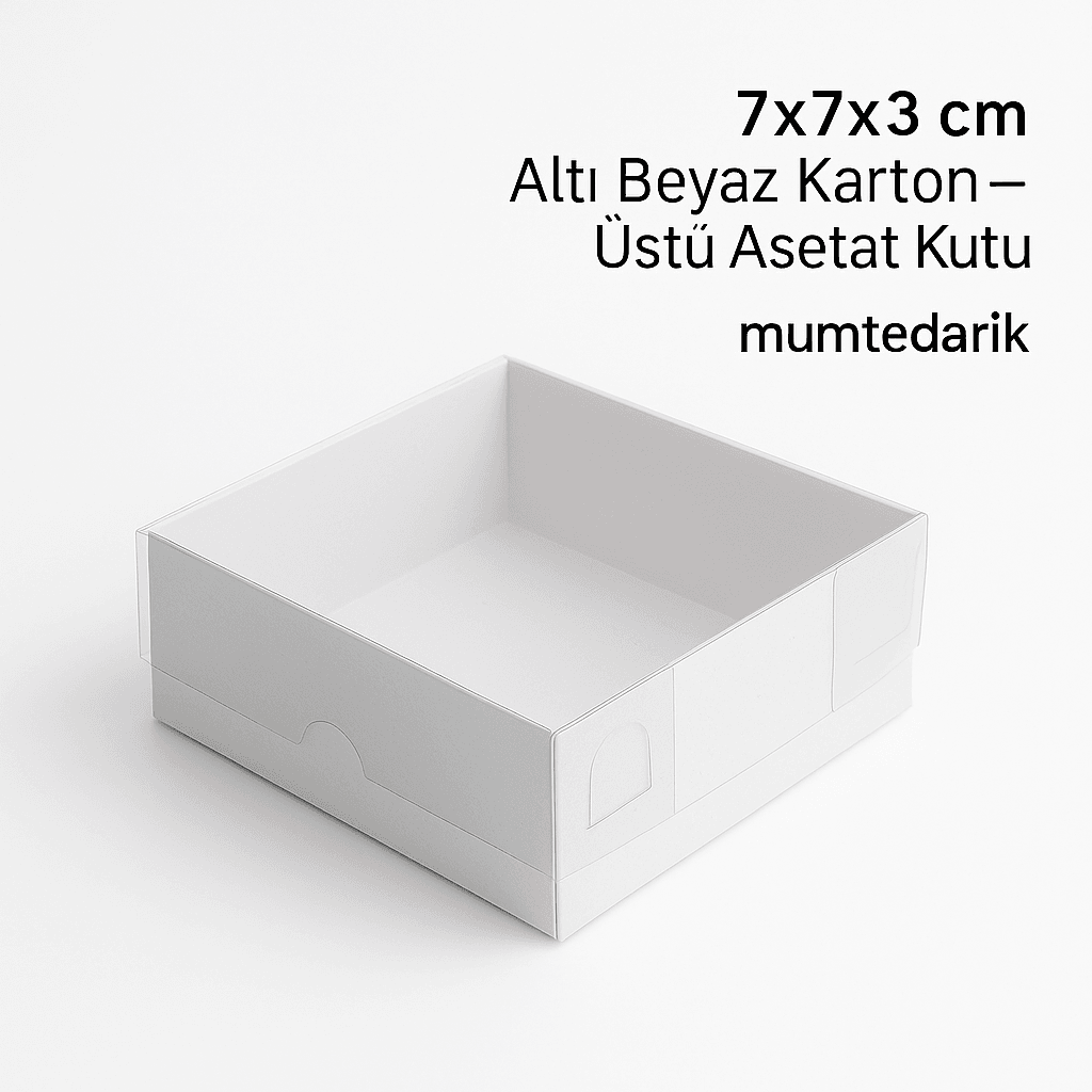 7x7x3 Asetat Kutu 10 Adet Beyaz
