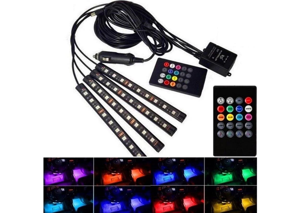 4 Parçalı Uzaktan Kumandalı Ayak Altı Araç Içi 36 Led Çok Renkli Araba Led Atmosfer Led Işık Şeridi