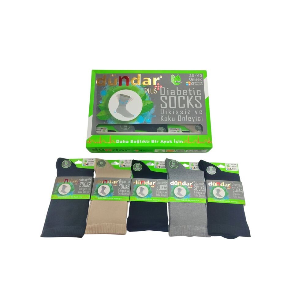 DÜNDAR  BAMBU DİKİŞSİZ 5'Lİ DİABET ÇORAP