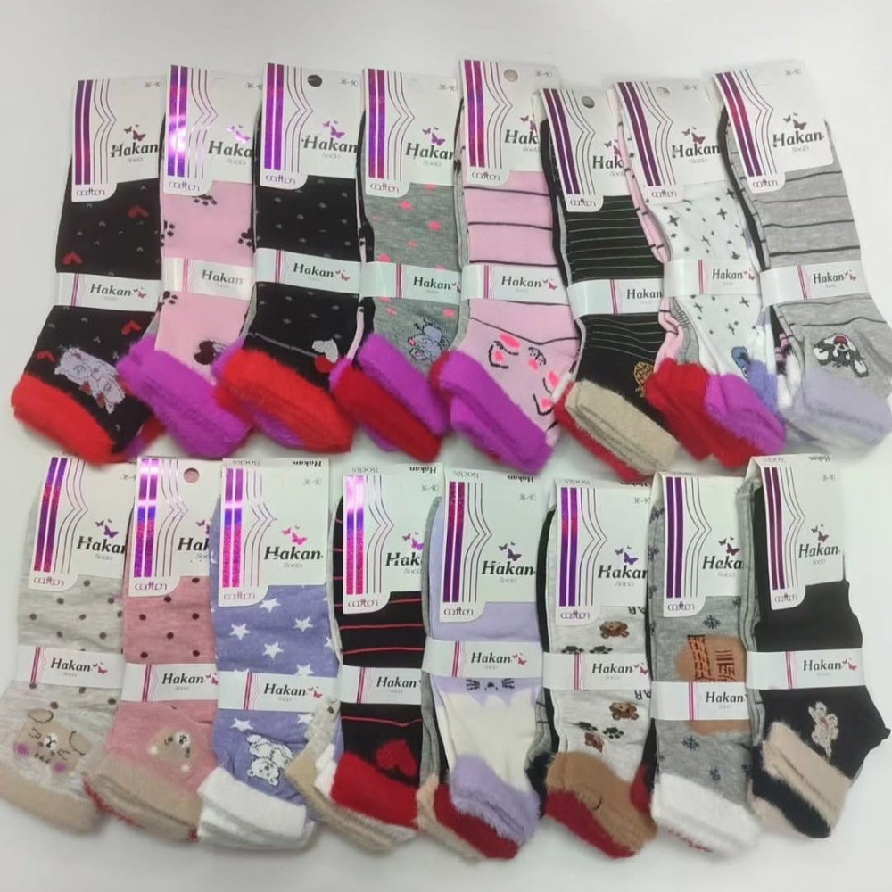 36-40 numara yumoş bilekli 6 adet desenli patik çorap