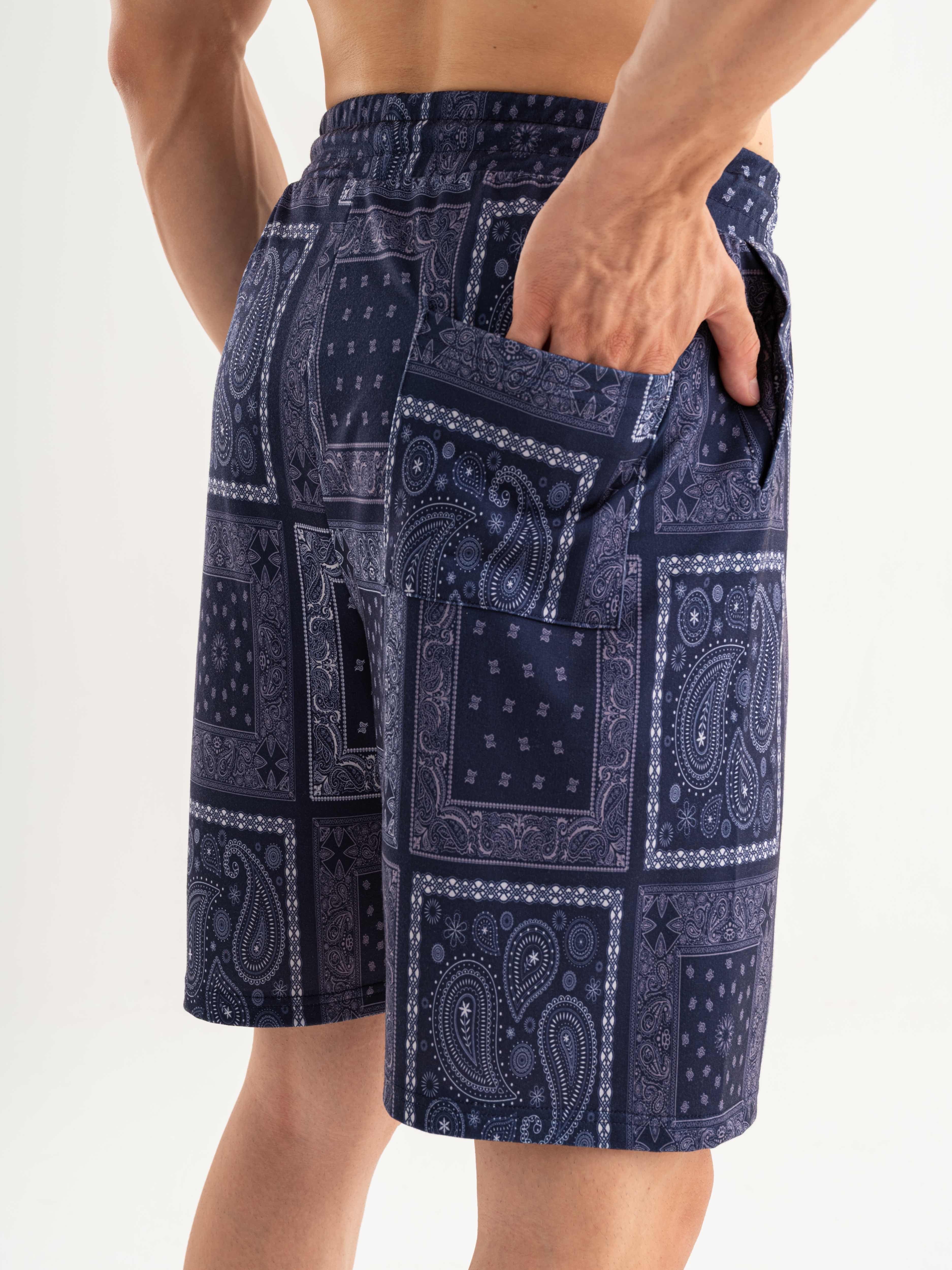 Bandana Oversize Short - Paisley Lacivert