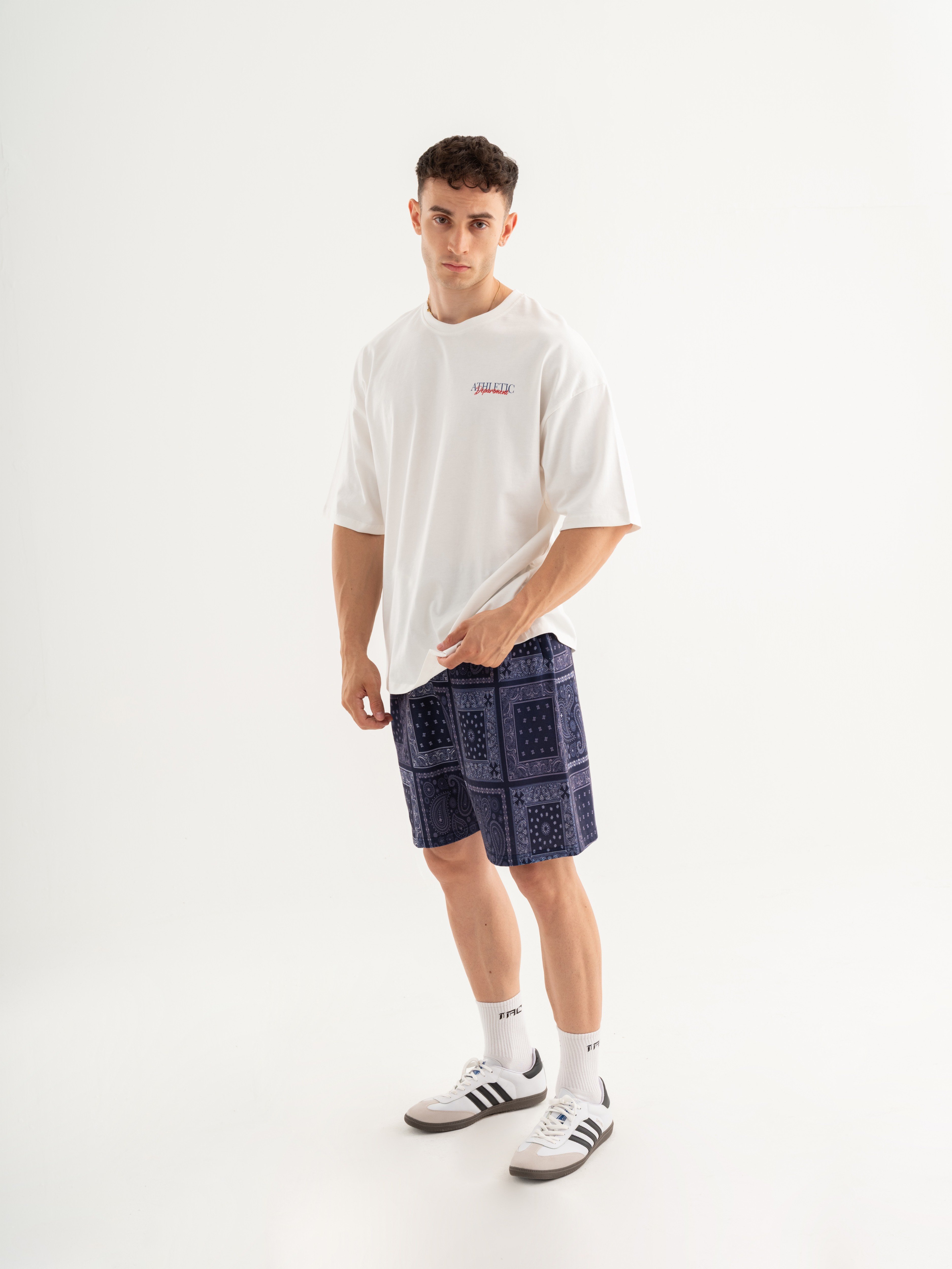 Bandana Oversize Short - Paisley Lacivert