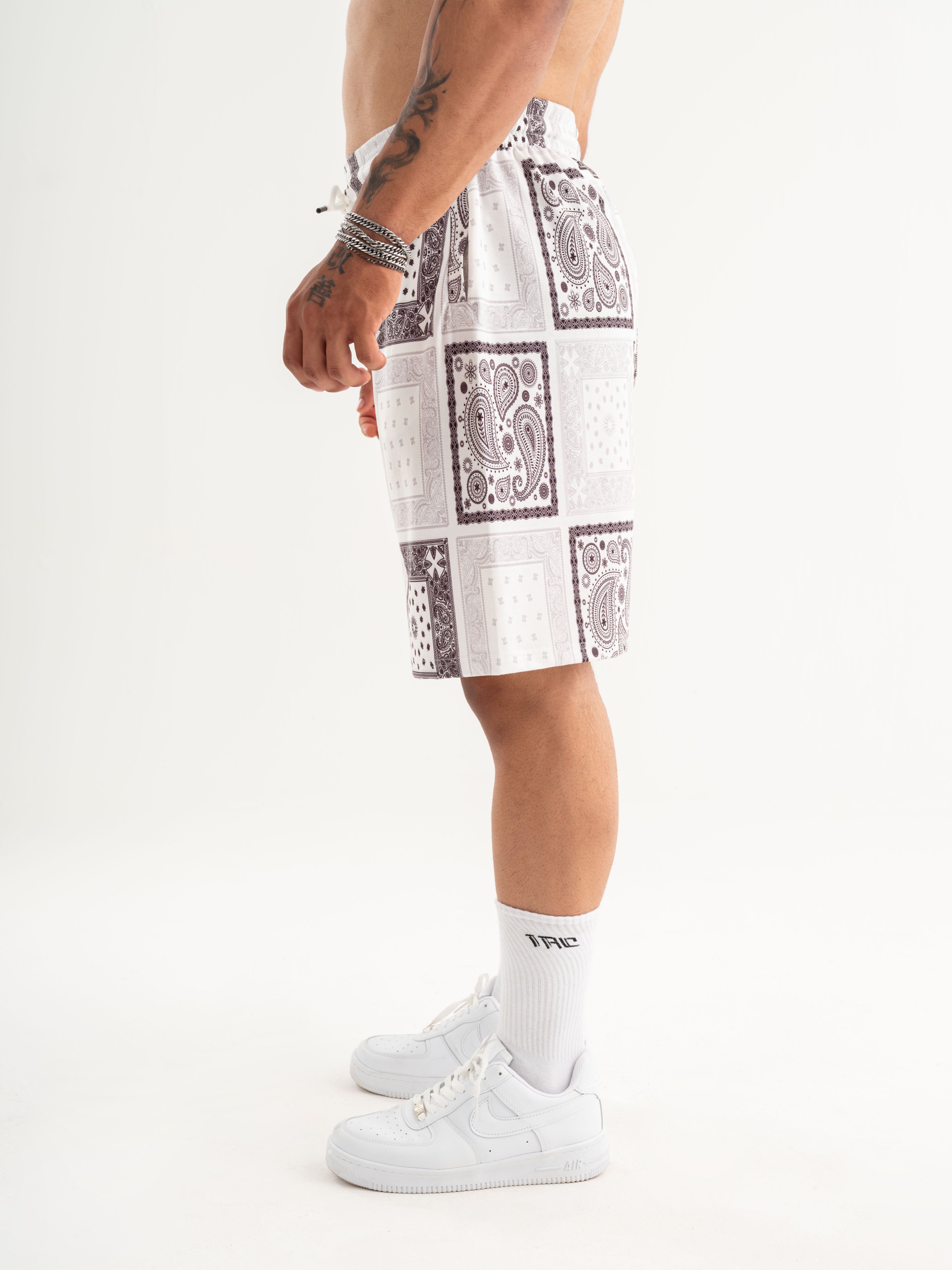 Bandana Oversize Short - Paisley Ekru