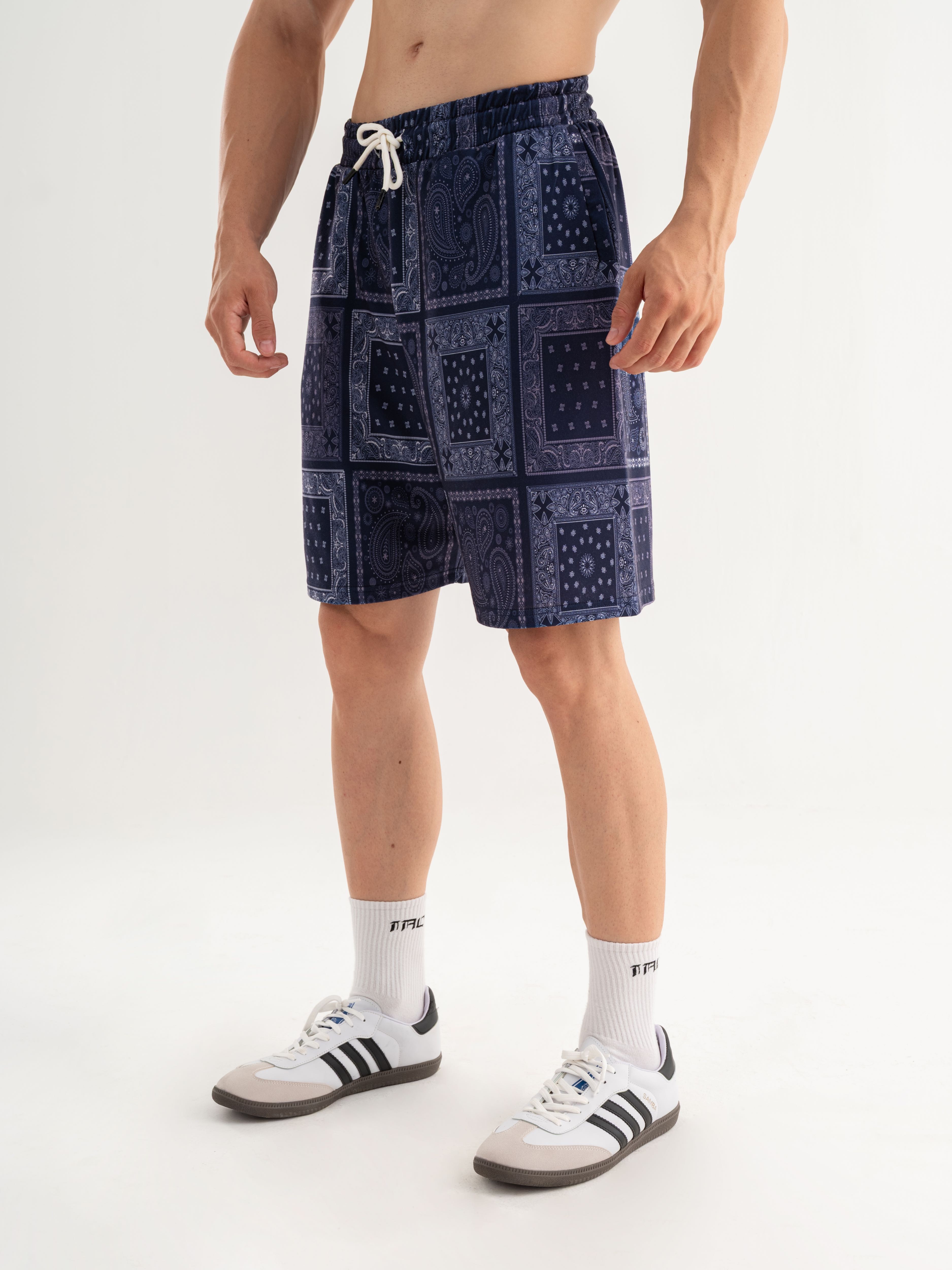 Bandana Oversize Short - Paisley Lacivert