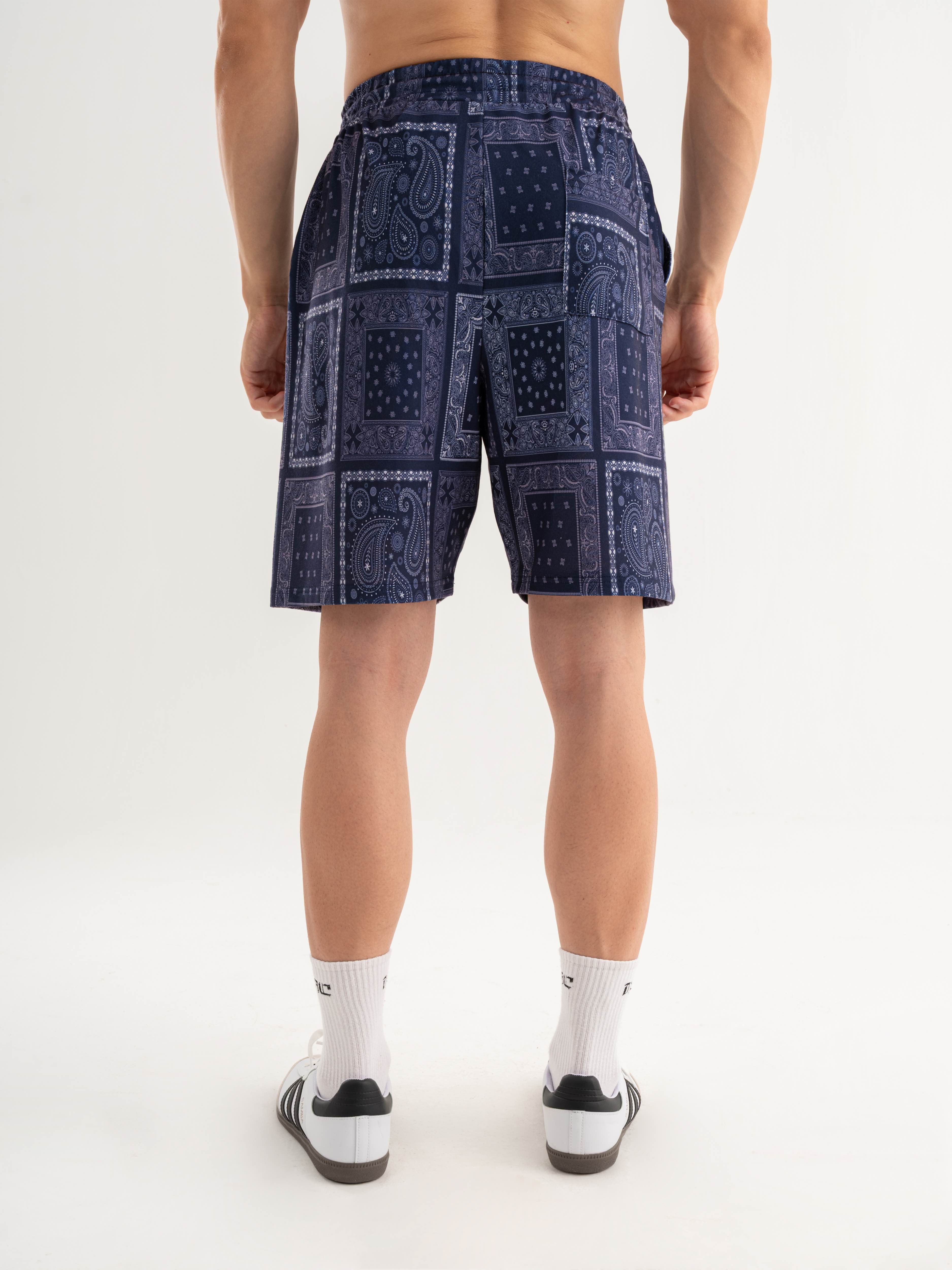 Bandana Oversize Short - Paisley Lacivert